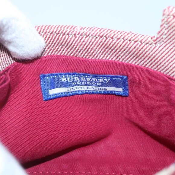 BURBERRY Nova Check Blue Label Shoulder Bag Canvas Red Silver Auth ti3084 - Picture 10 of 16